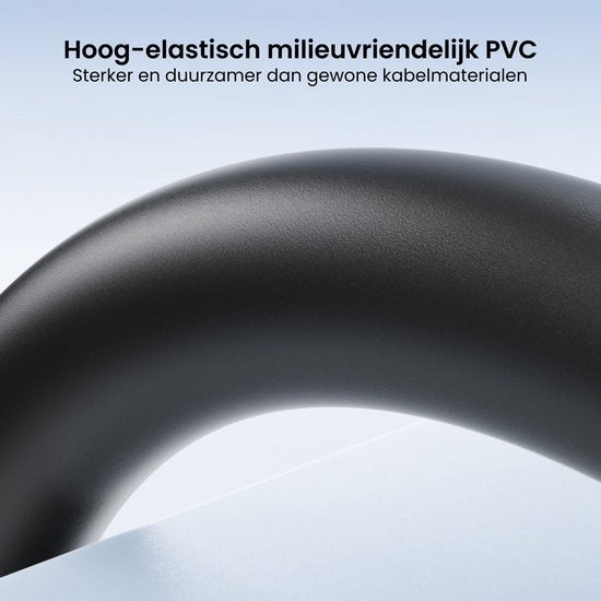 Zwarte hoog-elastische milieuvriendelijke PVC kabel, sterk en duurzaam materiaal close-up.