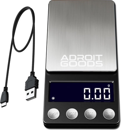 digitale keukenweegschaal met roestvrijstalen oppervlak en usb oplaadkabel zwart