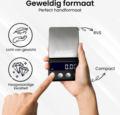 Handweegschaal met RVS oppervlak, compact en lichtgewicht voor nauwkeurig wegen