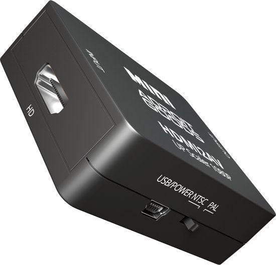 compact zwarte videoconverter met hdmi en usb poorten voor analoge naar digitale omzetting