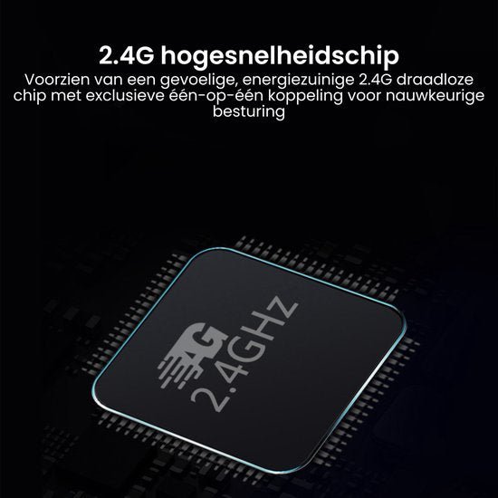 Close-up van een 2.4 GHz draadloze chip die energiezuinig en nauwkeurig werkt