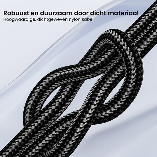 dichtgeweven zwart nylon kabel sterk en duurzaam met knoop tegen breuk