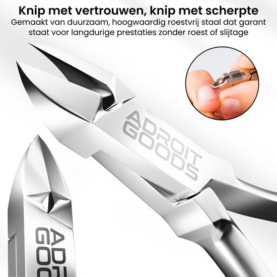 Roestvrijstalen nagelknipper met scherpe, duurzame snijvlakken voor precisiewerk.