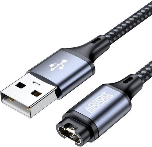 Zwarte gevlochten kabel met metalen USB-A en magnetische connector van AdroitGoods
