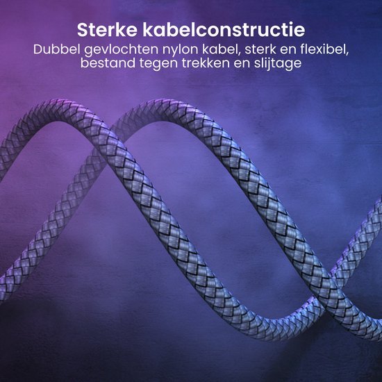 Dubbel gevlochten nylon kabel met sterke en flexibele constructie tegen slijtage en trekken