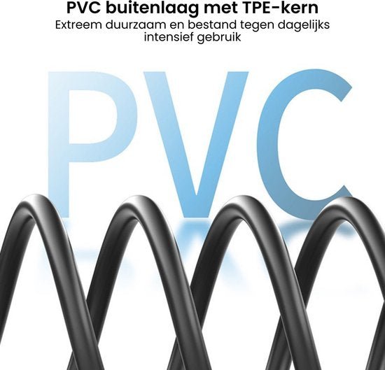 Zwarte spiraalvormige kabel met PVC buitenlaag en TPE-kern voor duurzaamheid en intensief gebruik