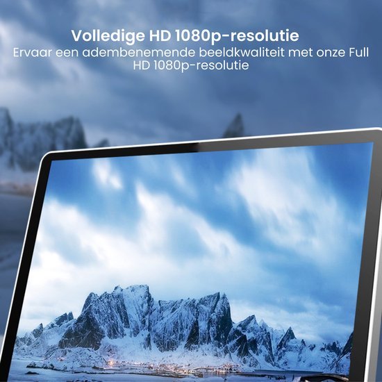 Scherm toont scherp landschap met bergen en lucht in heldere Full HD 1080p resolutie