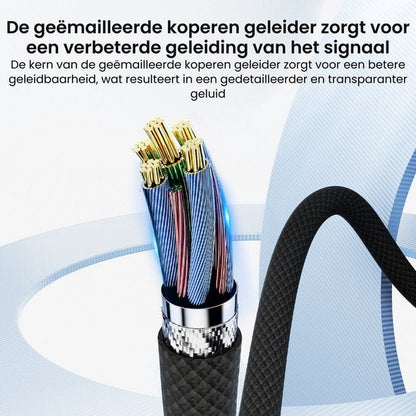 Close-up van kabel met meerdere vergulde koperen geleiders en beschermende mantel