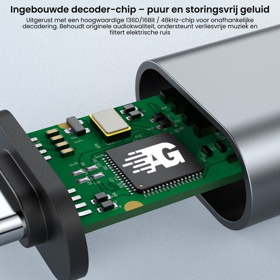 close-up van een elektronische decoderchip voor zuiver en storingsvrij geluid in een apparaat