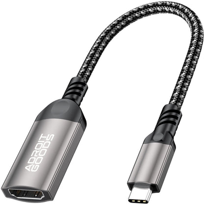 zwarte gevlochten kabel met metalen behuizing en type-c connector voor AdroitGoods