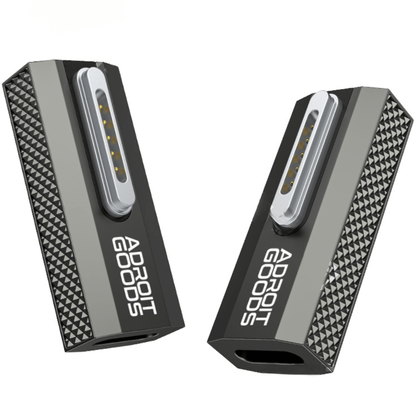 USB - C naar magnetische laadadapter 140W – geschikt voor MagSafe - 3 - aansluitingen – PD - snellaadconverter – Recht & 90° hoekontwerp - Grijs - AdroitGoods