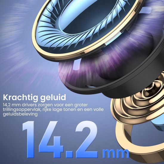 Gedetailleerde close-up van interne luidsprekeronderdelen met focus op 14,2 mm drivers