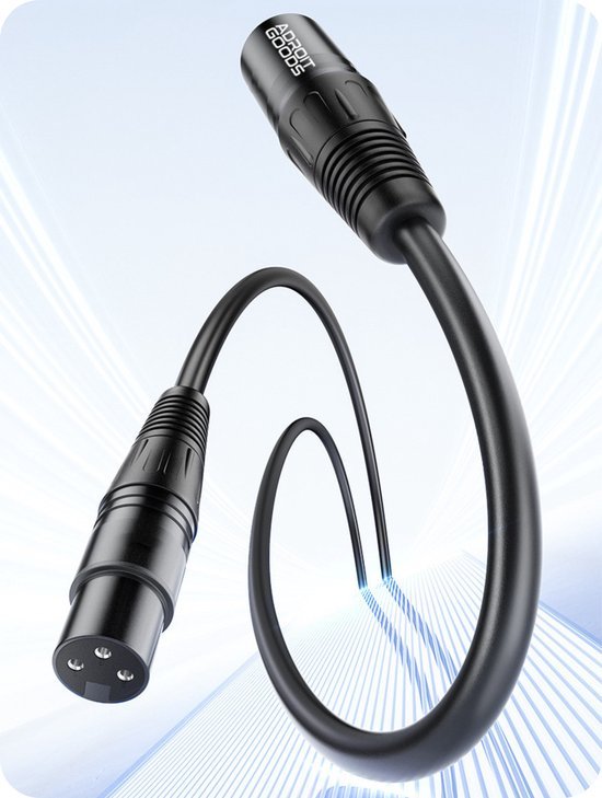 Zwarte kabel met geconstrueerde stekkers en merknaam AdroitGoods in een moderne stijl