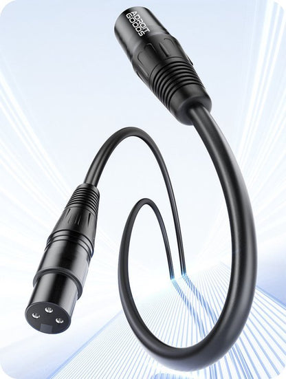 Zwarte kabel met geconstrueerde stekkers en merknaam AdroitGoods in een moderne stijl